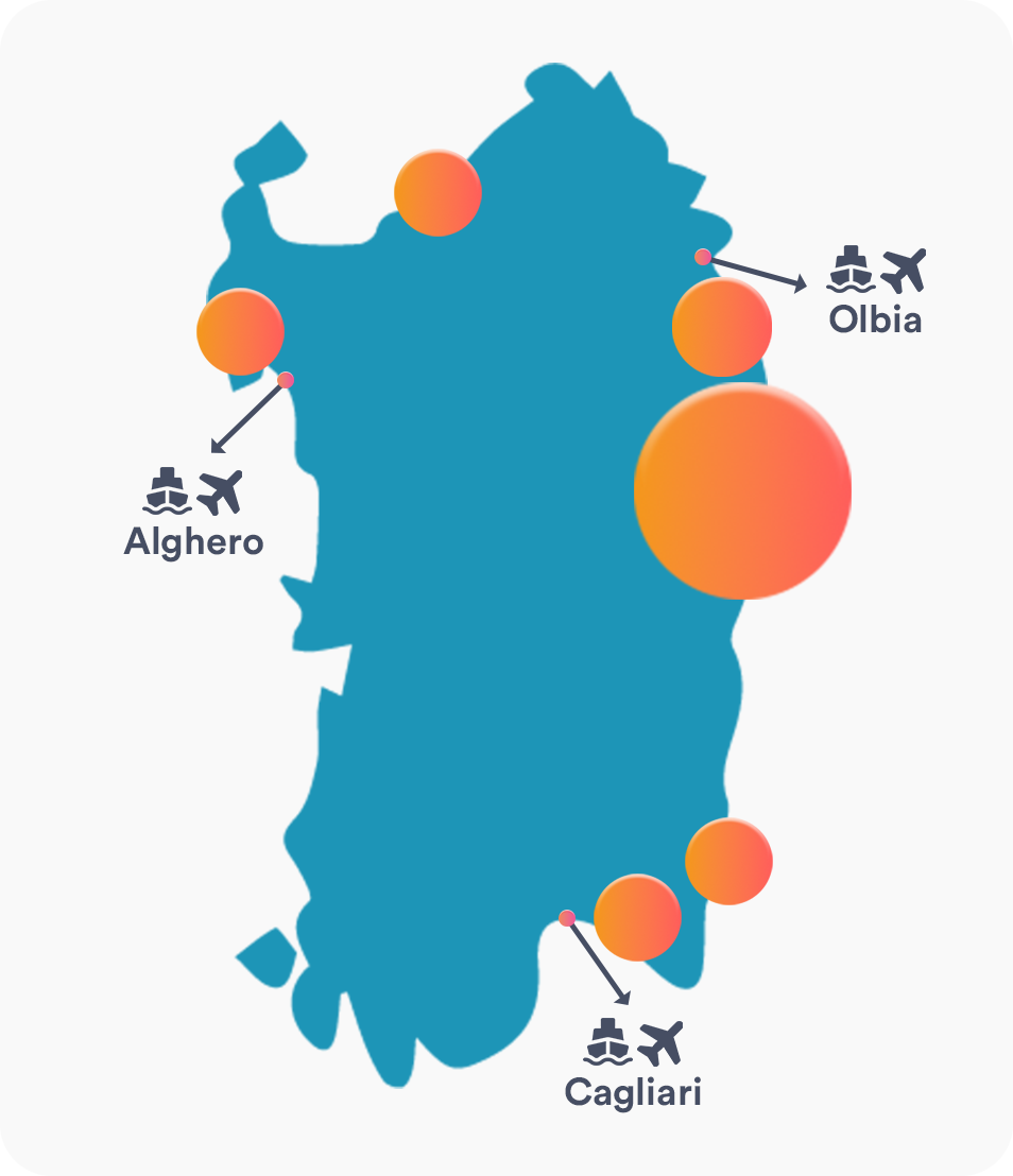 Mappa Top 10 Hotel Sardegna