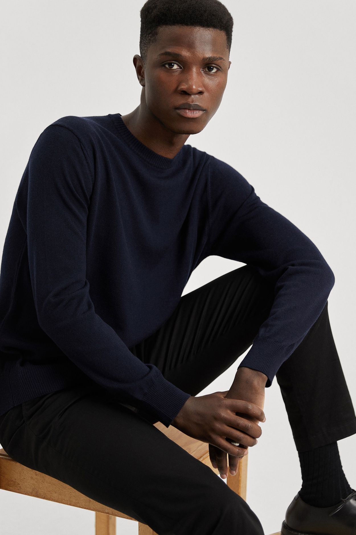 ASKET - The Long Sleeve Pique Polo Dark Navy - Organic Cotton - Mens