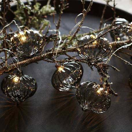 Graue LED-Lichterkette Millie mit Batterie