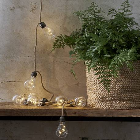 LED-lyslenke Jutta med LEDs og naturlig jutetau