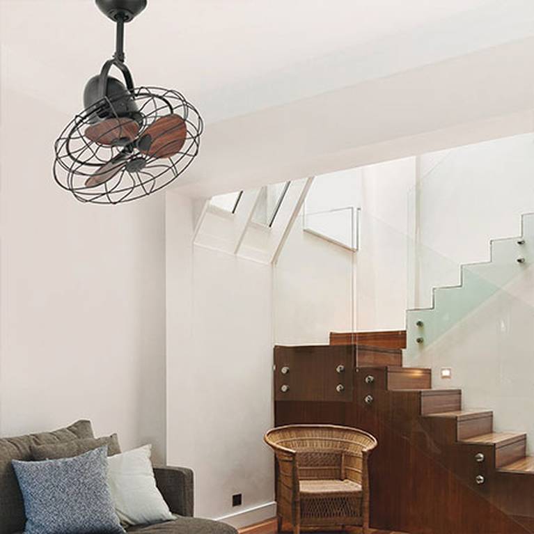 Ventilatore Da Soffitto Vintage Pepeo Potkuri 132 Cm - Ottone Opaco E Rovere - Senza Luce - 3 Velocità