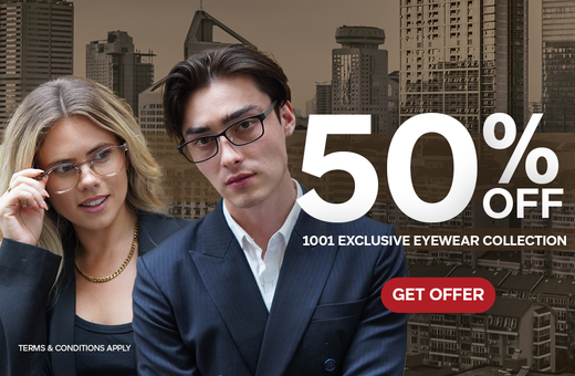 1001 Optometry 50% Off Exclusive Eyewear This August