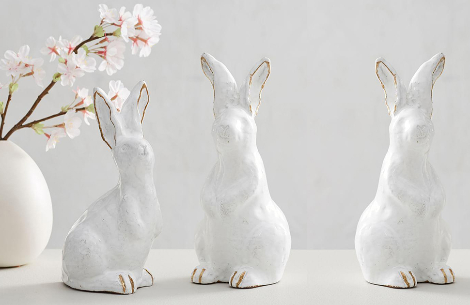 Handcrafted Decorative Gold Tipped Bunnies from Pottery Barn