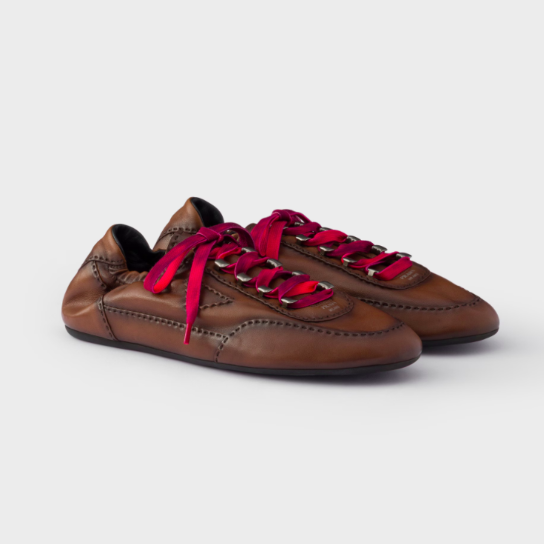 Collapse antiqued nappa leather sneakers