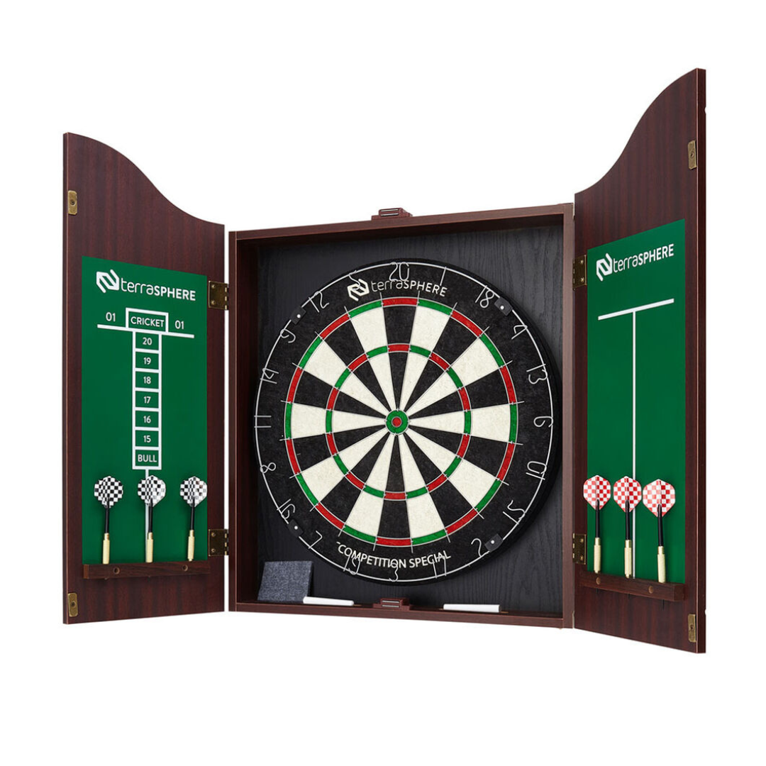 Terrasphere Dartboard and Cabinet Set