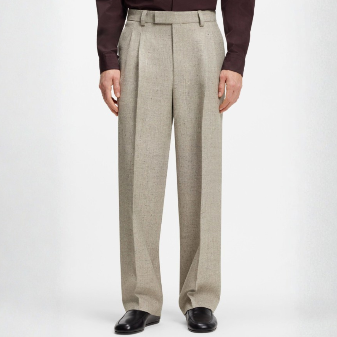 Oversized-fit Trousers In Micro-patterned Fabric