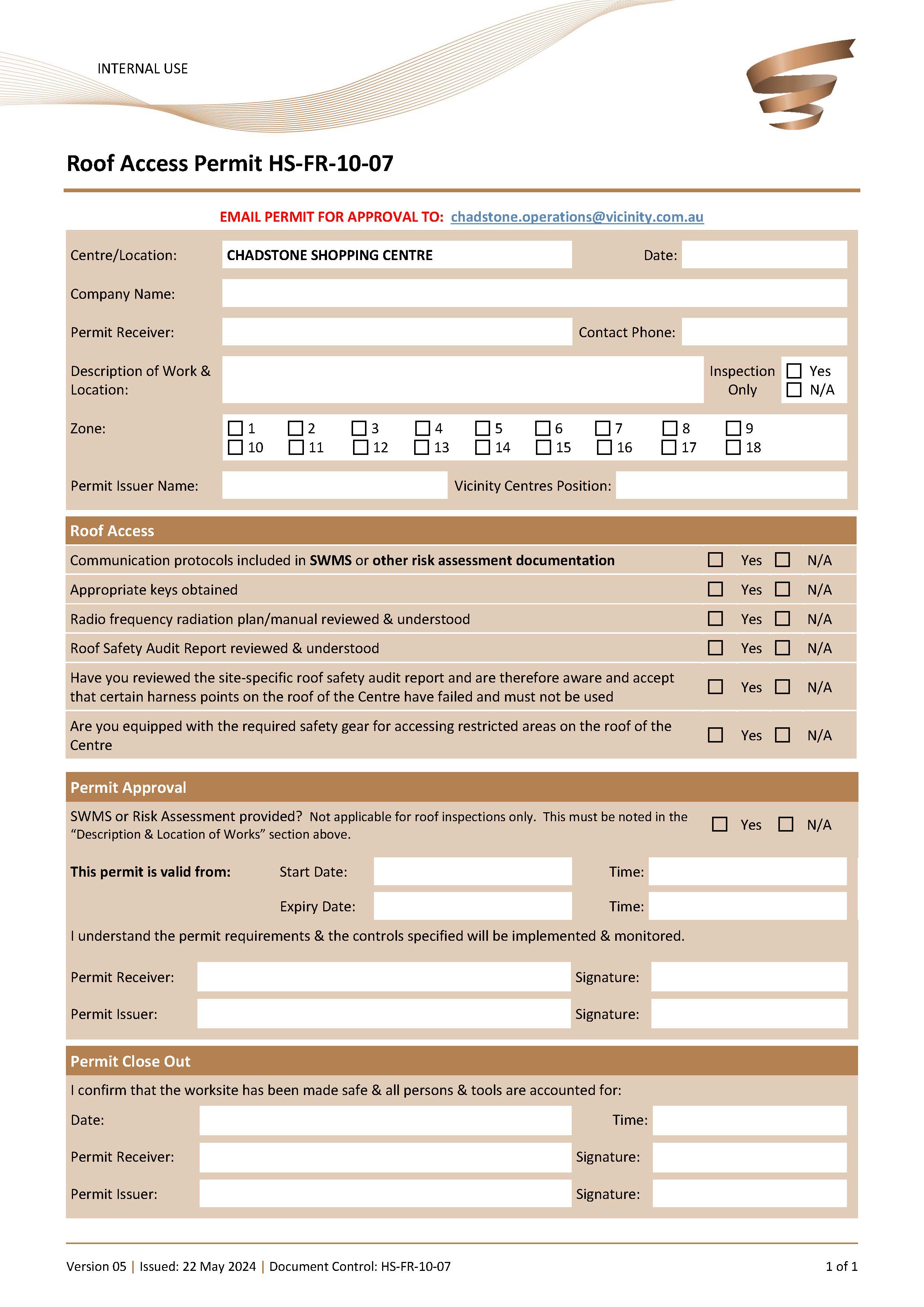 roof access form