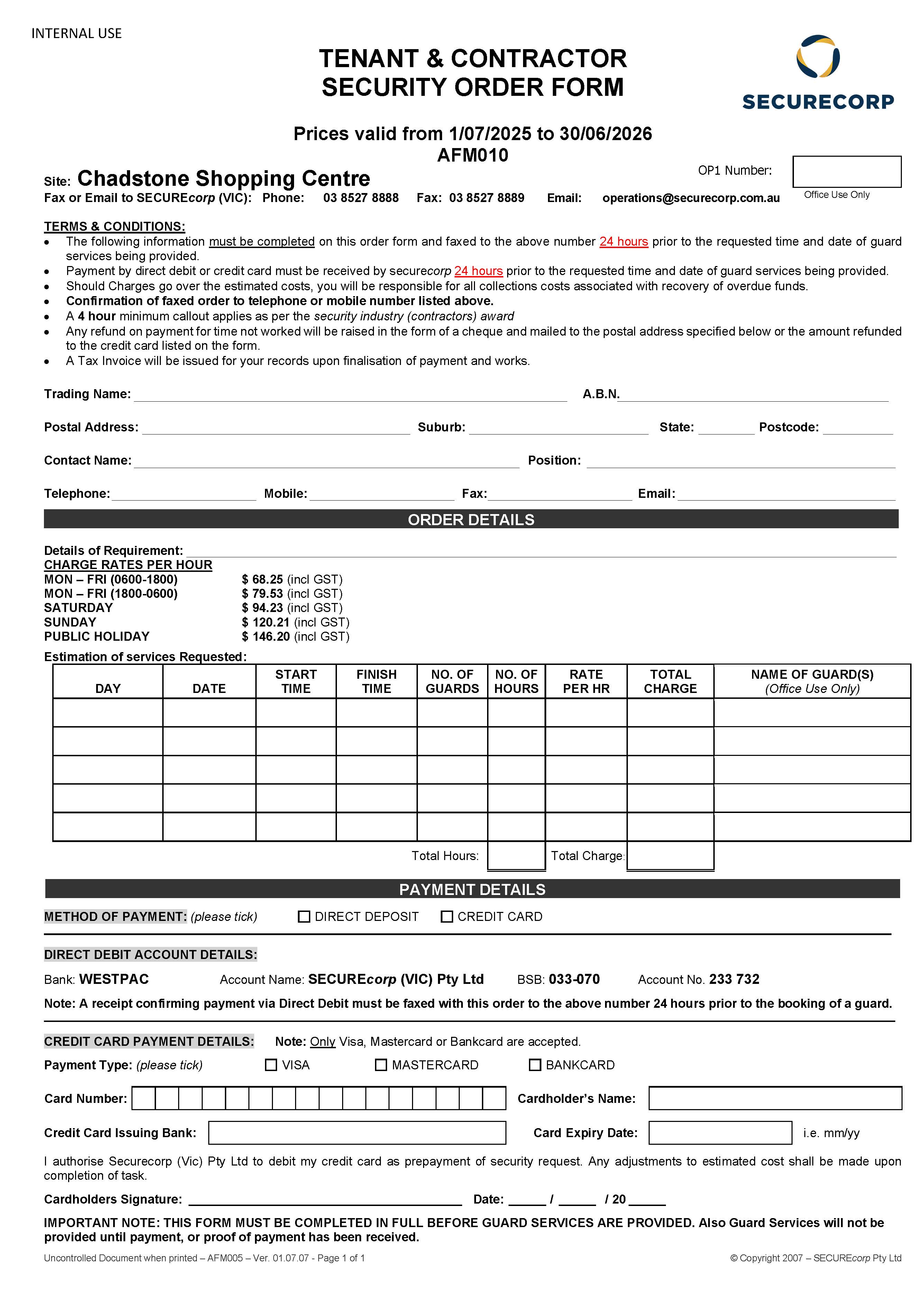 Adhoc Tenant Form