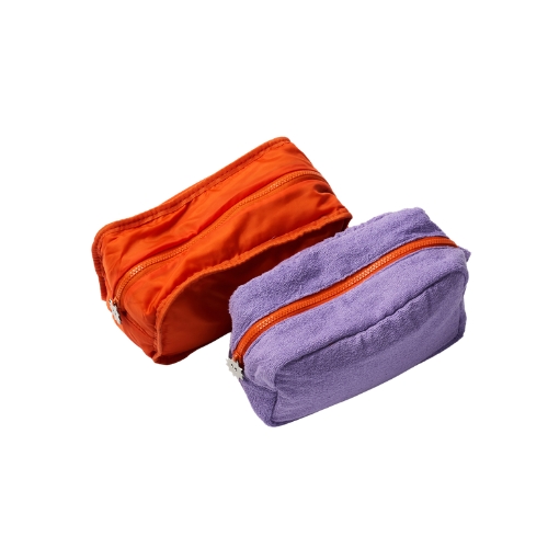 Orange & purple fluffy cosmetic bags
