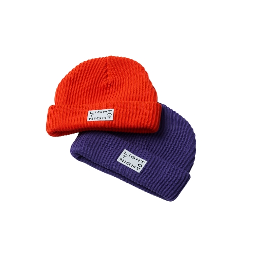 Orange and purple beanies