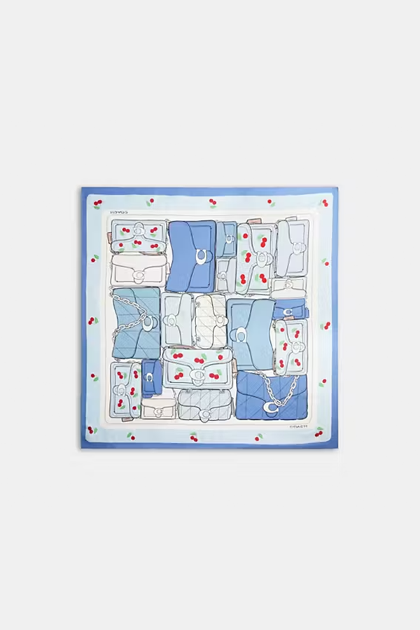 Tabby Cherry Print Silk Square Scarf