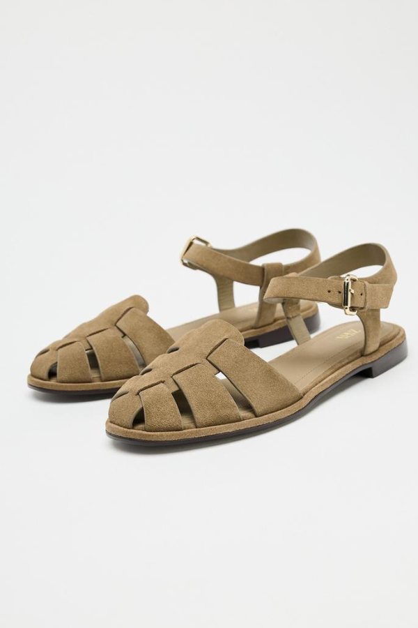 ZARA | SUEDE CAGE SANDALS | $109