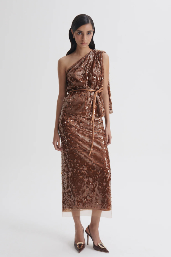 SCANLAN THEODORE | ONE SHOULDER TOP | $650 | PENCIL SKIRT | $800