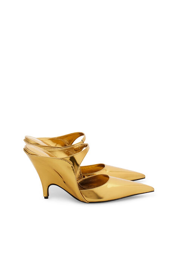 Ferragamo gold wedged heel