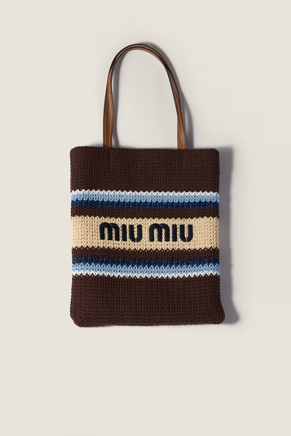 Raffia-effect woven tote bag