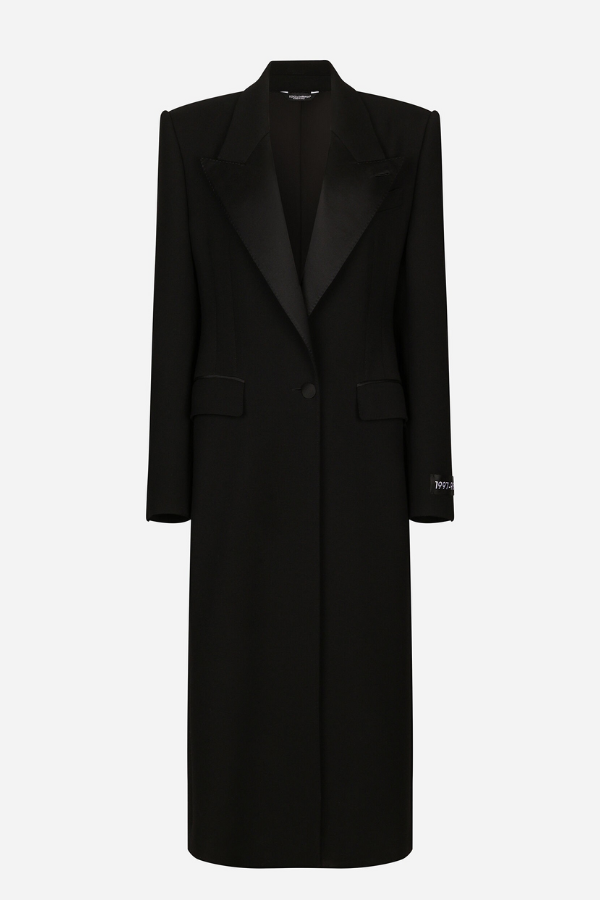 DOLCE & GABBANA Long single-breasted wool tuxedo coat