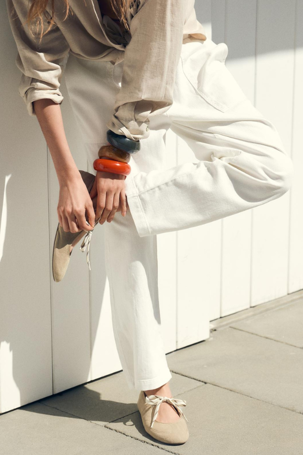 ZARA | SPLIT SUEDE LACE-UP BALLERINAS | $109