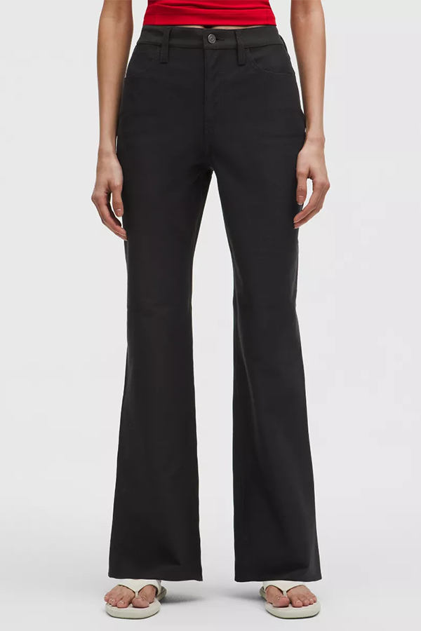 Do it with flare. The iconic style of a five-pocket pant in cottony yet structured fabric for all-day comfort. This version has a subtle flare.