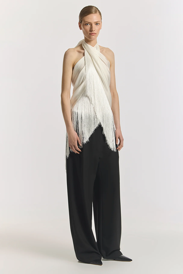 Viktoria & Woods white tassel wrap scarf