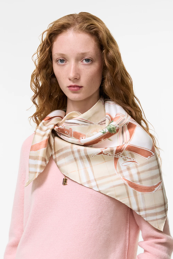 Rose Check Silk Scarf