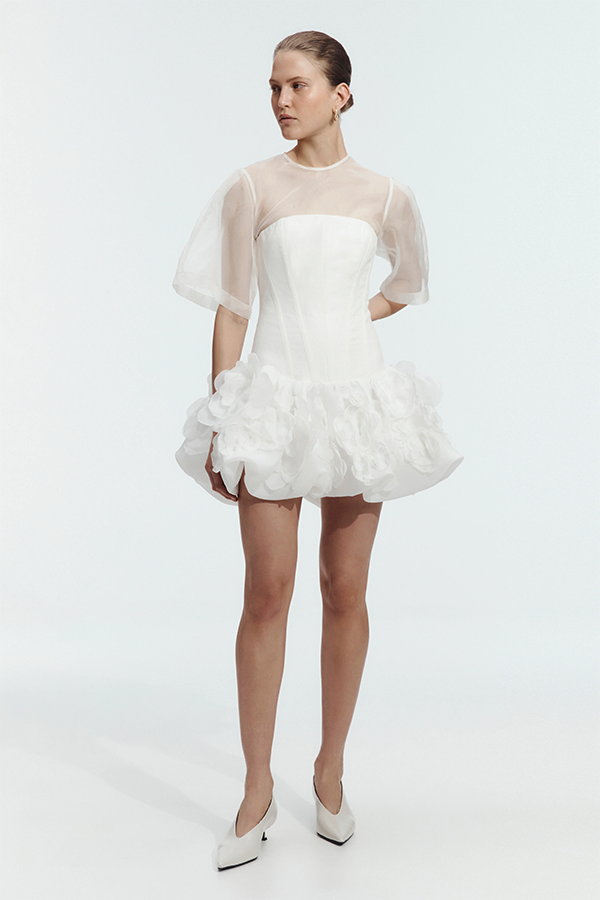 Aje white womens mini dress with strapless neck line