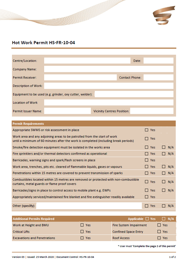 hot works form