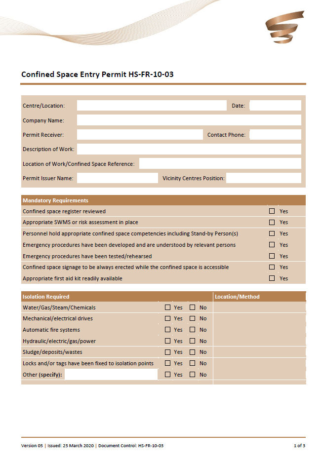 Confirmed entry form