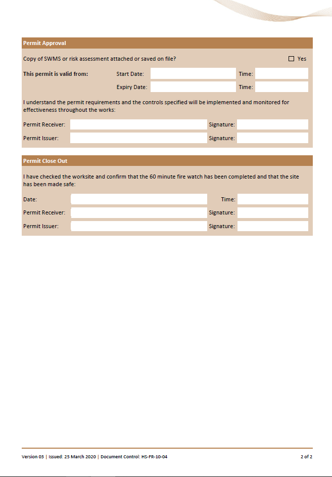 hot works form 2 