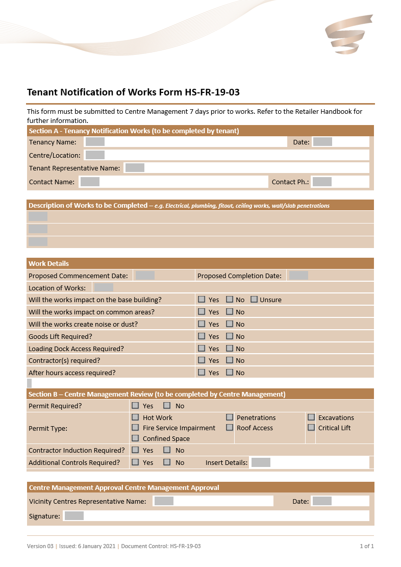 notification of works form 2