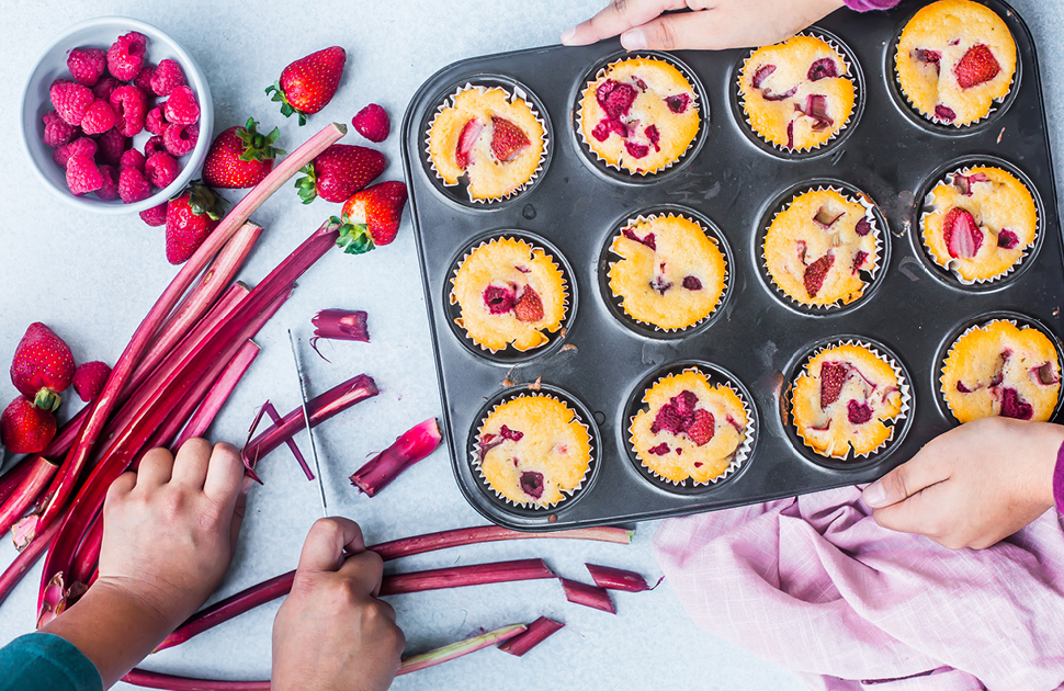 Rhubarb, Lemon and Berry muffins