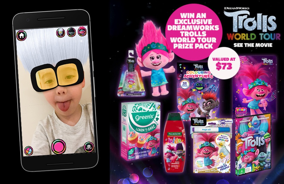Try our exclusive DreamWorks Trolls World Tour hair filter and WIN!