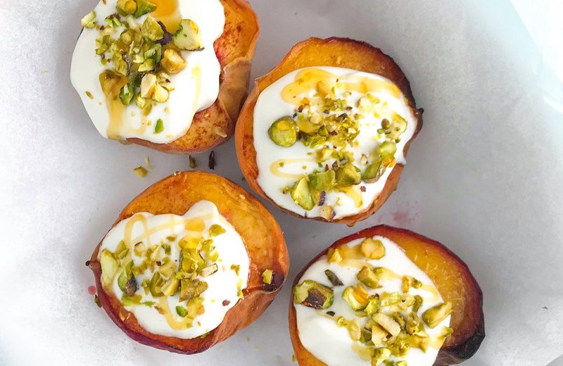 Roast Peach with Vanilla Greek Yoghurt