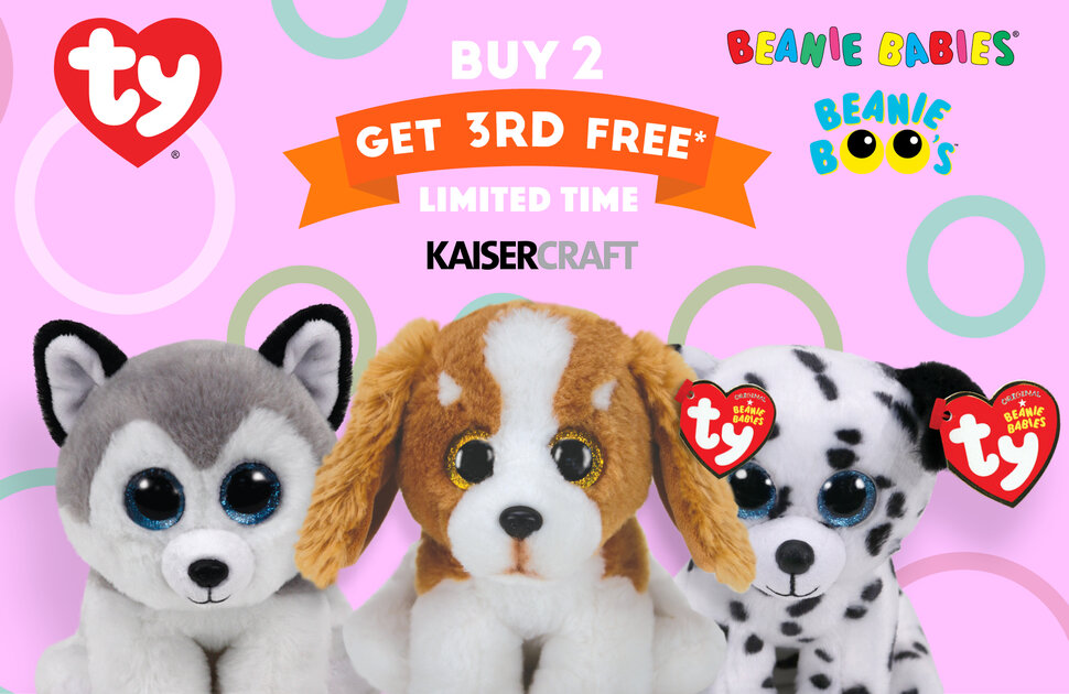 Kaisercraft's Buy 2 Beanie Boos, get a 3rd FREE