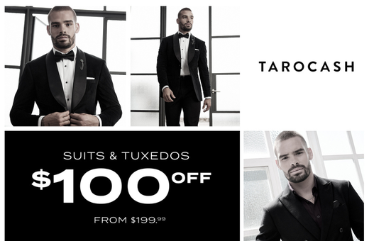 Tarocash Take $100 Off Suits & Tuxedos Now from $199.99