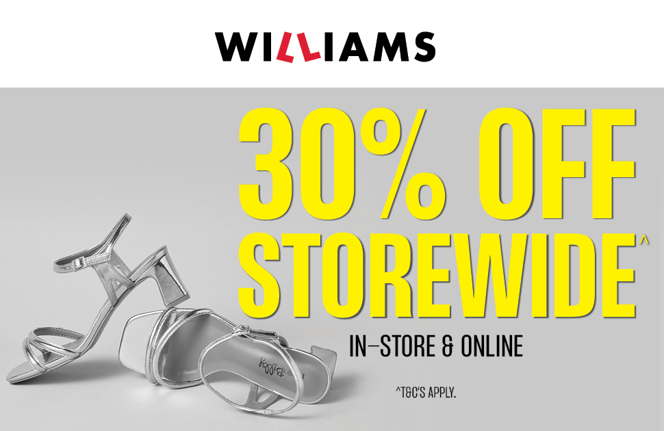 Williams 30% Off Storewide^