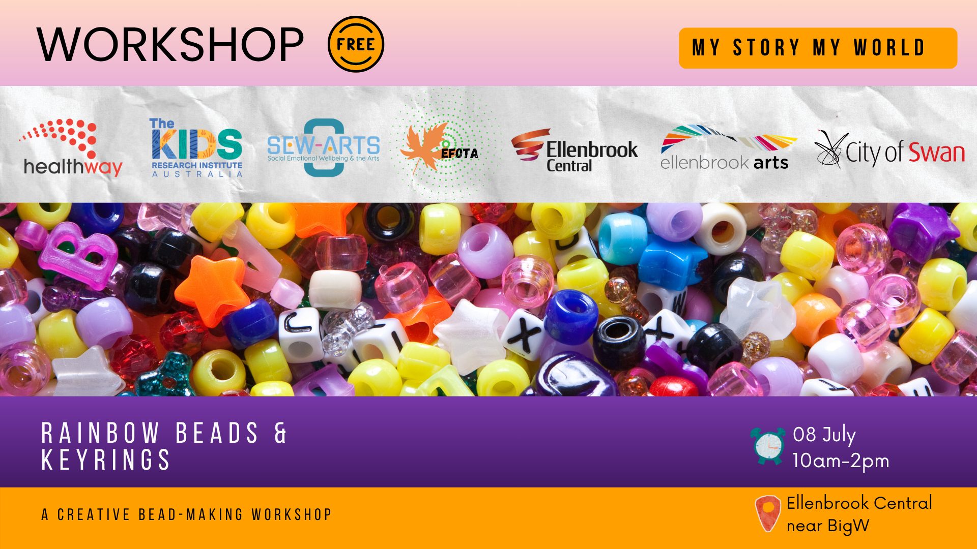 Rainbow Beads & Keyring Craft Workshop hosted by Ellenbrook Arts
