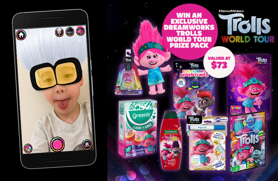 Try our exclusive DreamWorks Trolls World Tour hair filter and WIN!