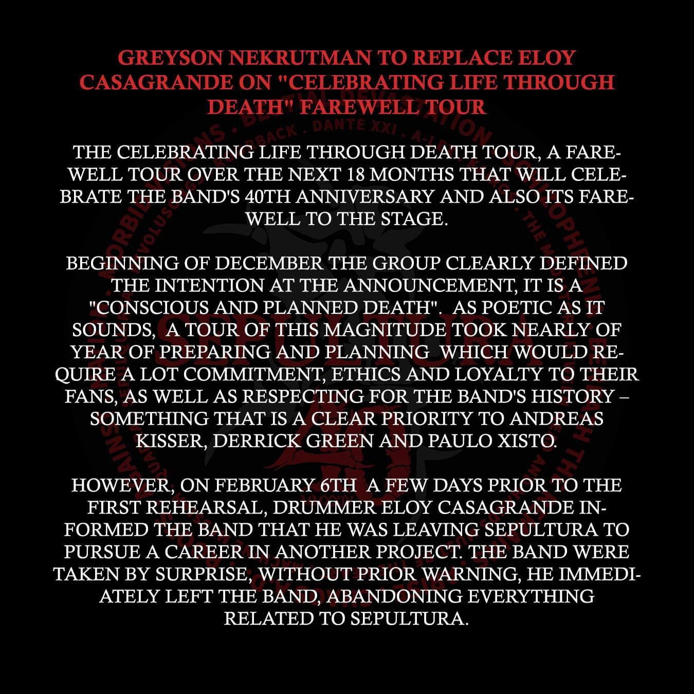 Sepultura Post Statement