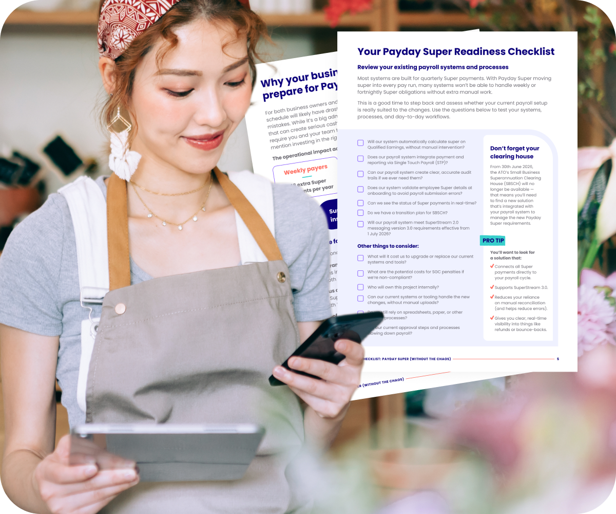 payday super, payday super checklist, qualified earnings, super clearing house