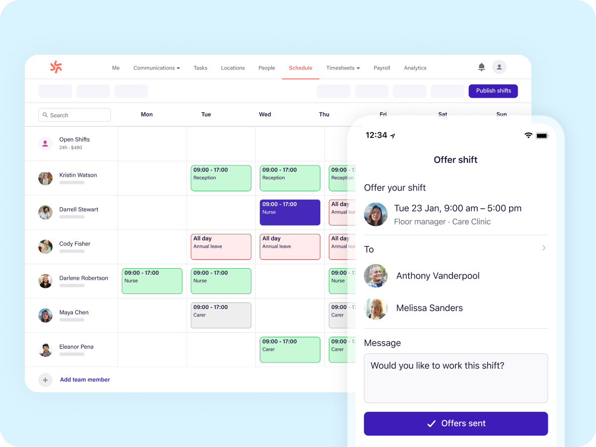 Scheduling for healthcare businesses