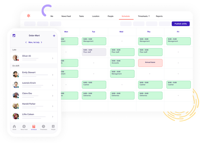 Scheduling software for grocery shops