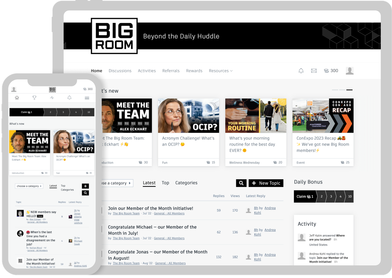 The Big Room Website in mockup devices
