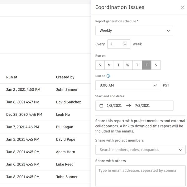 建設向け日次レポート ソフトウェアのスケジュール レポートの自動化。