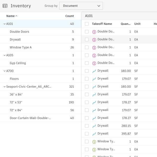 建設数量拾いソフトウェアのスクリーンショット。