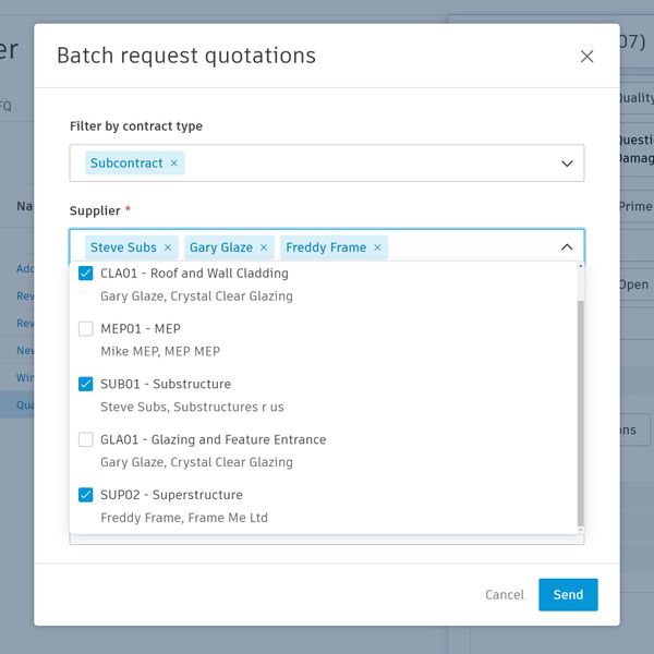建設設計変更追跡ソフトウェアの変更指示に関する建設見積もり依頼。