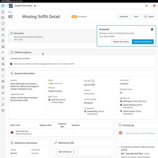 Construction RFI Management Tracking Provides Transparency.