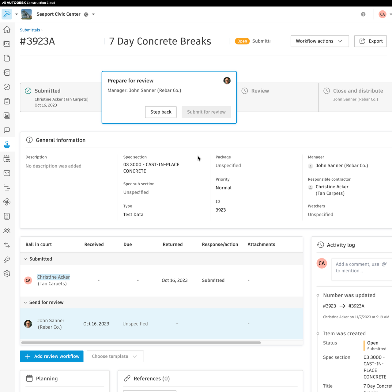 Construction submittal tracking software with Autodesk Build