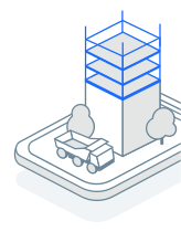 進行中の現場における建設を表す Autodesk PlanGrid Build アイソメ図。