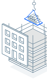 Dessin isométrique Autodesk Build d’un bâtiment en construction.