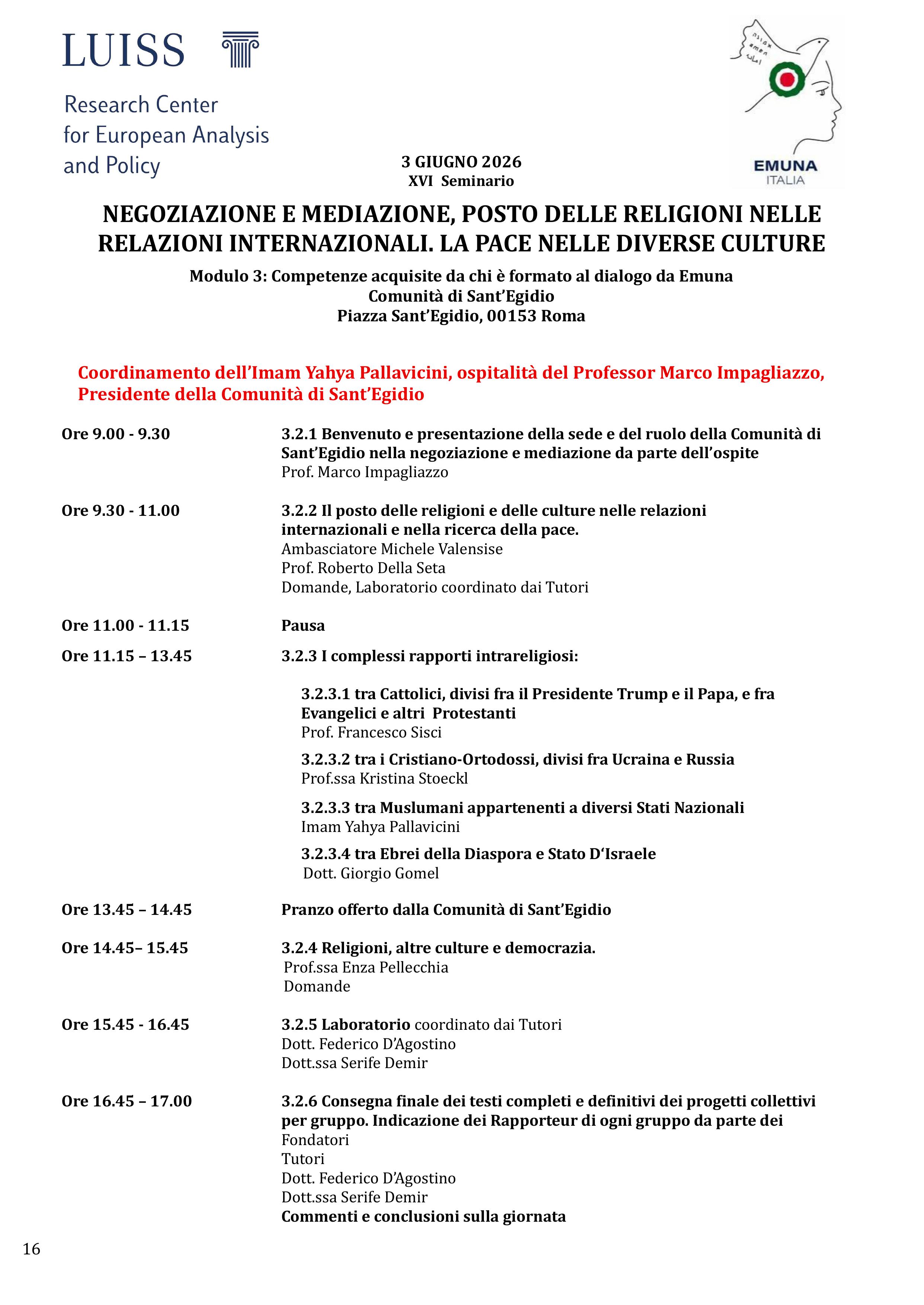 Religioni, Relazioni Internazionali e Pace